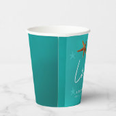 ビーチヒトデ青いカップルの名結婚前 紙コップ (右)