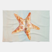 ビーチヒトデ青海水彩 キッチンタオル (横)