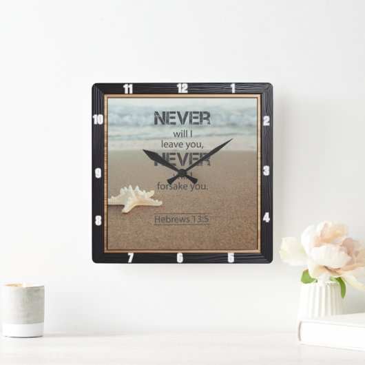 ビーチヒトヘブル13:5 スクエア壁時計 (ホーム)