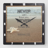 ビーチヒトヘブル13:5 スクエア壁時計 (正面)