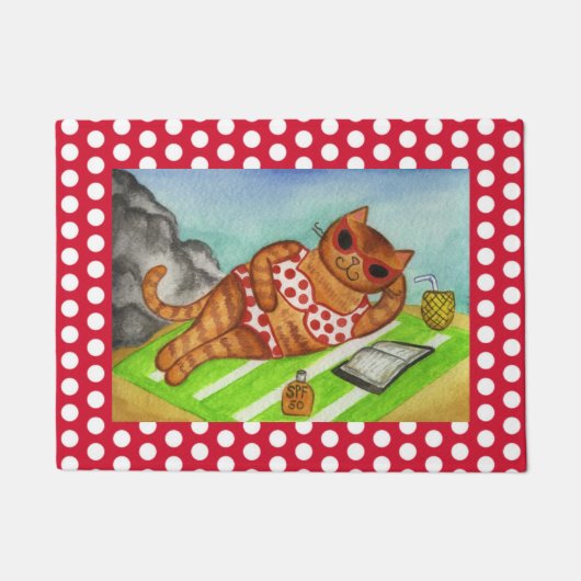 ビーチビキニ猫 ドアマット (正面)