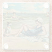 ビーチビクトリアンスイムガール海サマーバケーション ガラスコースター (裏面)