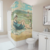ビーチビクトリアンスイムガール海サマーバケーション シャワーカーテン (インサイチュ)