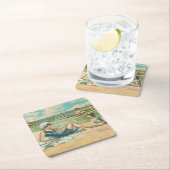 ビーチビクトリアンスイムガール海サマーバケーション スクエアペーパーコースター (インサイチュ)