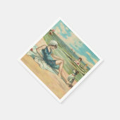 ビーチビクトリアンスイムガール海サマーバケーション スタンダードカクテルナプキン (角)