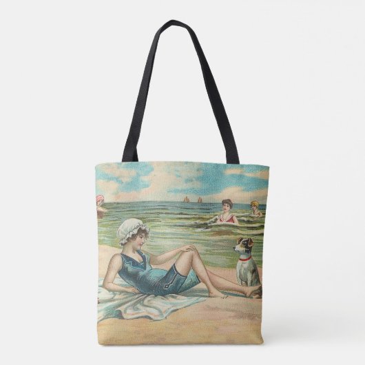 ビーチビクトリアンスイムガール海サマーバケーション トートバッグ (裏面)
