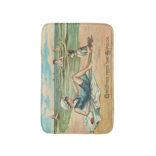 ビーチビクトリアンスイムガール海サマーバケーション バスマット (正面縦)