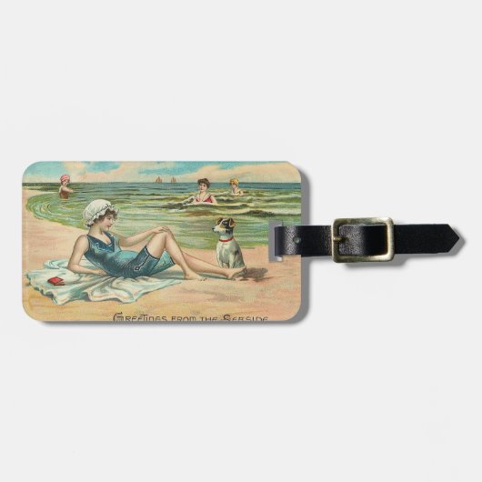 ビーチビクトリアンスイムガール海サマーバケーション ラゲッジタグ (正面横)
