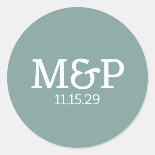 ビーチビブイニシャルティール(緑がかった色) ラウンドシール (正面)