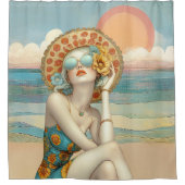 ビーチビベスサマーグラマーガールインサングラス シャワーカーテン (正面)