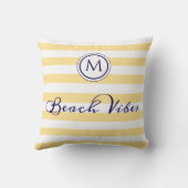 ビーチビベスモノグラムストライプのイエローホワイトシック クッション (裏面)