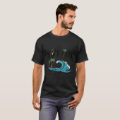 ビーチビベス海ウェーブアンドパームツリーズ Tシャツ (正面フル)