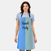 ビーチビベス青ストライプ色 エプロン (着用した状態)