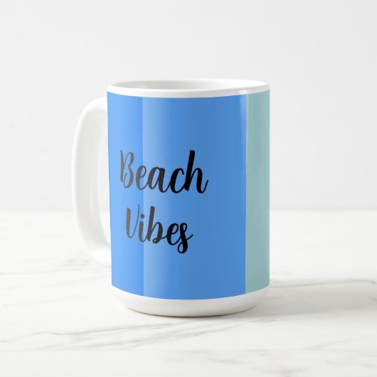 ビーチビベス青ストライプ色 コーヒーマグカップ (正面左)