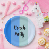ビーチビベス青ストライプ色 ペーパープレート (パーティー)