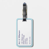 ビーチビベ航海のスストライプブルーホワイトモノグラム ラゲッジタグ (裏面縦)