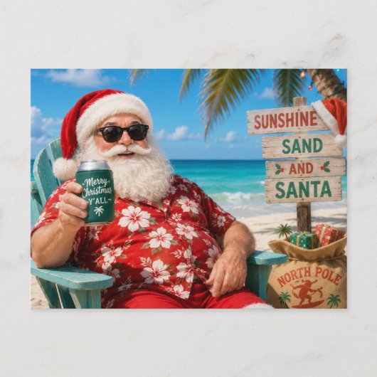 ビーチビューサンタのクリスマスパーティー ポストカード (正面)