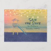 ビーチビュー水彩ストリングライトフォト 案内ポストカード (正面)