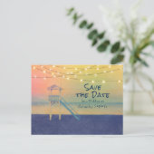 ビーチビュー水彩ストリングライトフォト 案内ポストカード (スタンド正面)