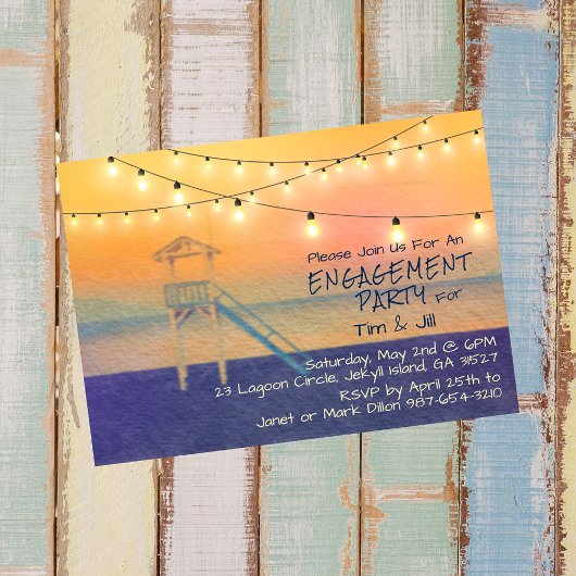 ビーチビュー水彩ストリングライト 招待状