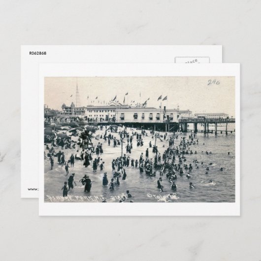 ビーチビュー、アスベリーパークニュージャージーヴィンテージ ポストカード (正面/裏面)