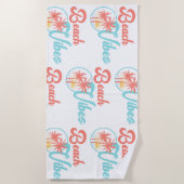 ビーチビーズサンセットインコーラルアンドブルー ビーチタオル (正面)