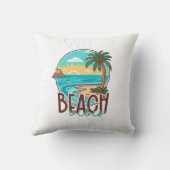 ビーチビーズサンセットトロピカルパームツリー&海 クッション (裏面)