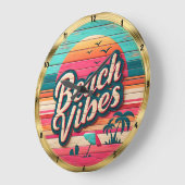 ビーチビーズサンセットトロピカルホライズン ラージ壁時計 (傾斜)