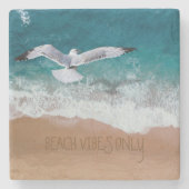 ビーチビーズサンド書ズシーガルシーショアコースト ストーンコースター (正面)