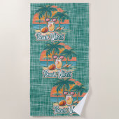 ビーチビーズダークグリーン ビーチタオル (正面)