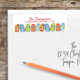 ビーチビーチサンダルカラフルトロピカルパーソナライズされた ラベル