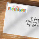 ビーチビーチサンダルカラフルトロピカルパーソナライズされた ラベル