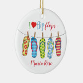 ビーチビーチサンダルパーソナライズされたトロピカルカラフル セラミックオーナメント (右)