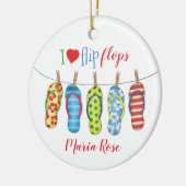 ビーチビーチサンダルパーソナライズされたトロピカルカラフル セラミックオーナメント (左)