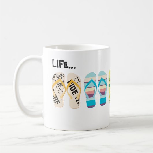 ビーチビーチサンダル人生はビーチで良い。 コーヒーマグカップ (左)
