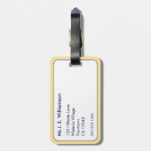 ビーチビーブスストライプのイエローホワイトモノグラム ラゲッジタグ (裏面縦)