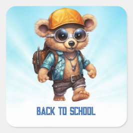 ビーチビーベアで晴れた冒険 – おもしろい準備 スクエアシール