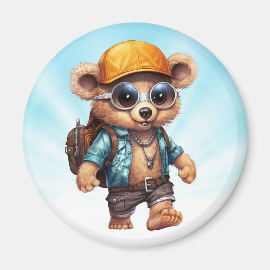 ビーチビーベアで晴れた冒険 – おもしろい準備 マグネット (正面)