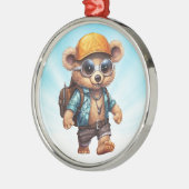 ビーチビーベアで晴れた冒険 – おもしろい準備 メタルオーナメント (左)