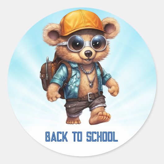 ビーチビーベアで晴れた冒険 – おもしろい準備 ラウンドシール (正面)