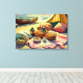 ビーチピクニックインサマーファインアート キャンバスプリント (インサイチュ (ウッドフロア))