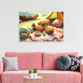 ビーチピクニックインサマーファインアート キャンバスプリント (インサイチュ (リビング))