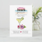 ビーチピクニック サンセット マーガリタ ハイビスカス 誕生日 招待状 (スタンド正面)