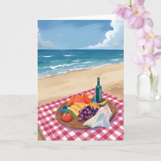 ビーチピクニック | 海岸の絵画 カード (蘭)
