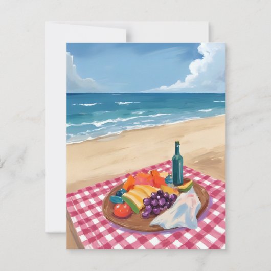 ビーチピクニック | 海岸の絵画 サンキューカード (正面)