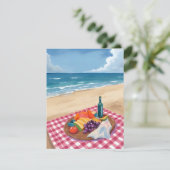 ビーチピクニック | 海岸の絵画 サンキューカード (スタンド正面)