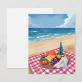 ビーチピクニック | 海岸の絵画 サンキューカード (正面/裏面)
