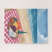 ビーチピクニック | 海岸の絵画 ジグソーパズル (横)