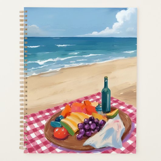 ビーチピクニック | 海岸の絵画 プランナー手帳 (正面)