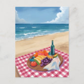 ビーチピクニック | 海岸の絵画 ポストカード (正面)
